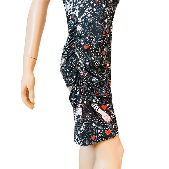 Just Cavalli Black Punk Rock Print Dress Stretchy Fabric Size 44 Fit Medium - Picture 11 of 15